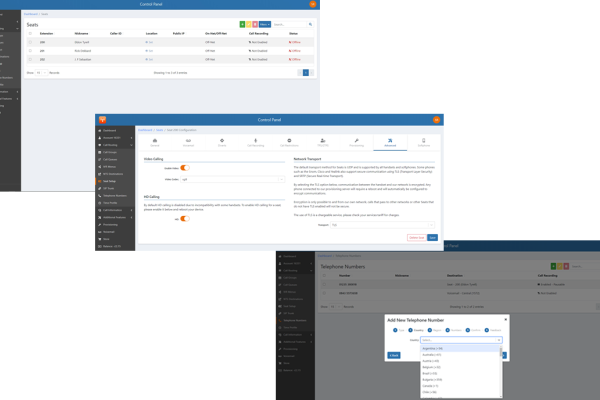 Hosted PBX control panel